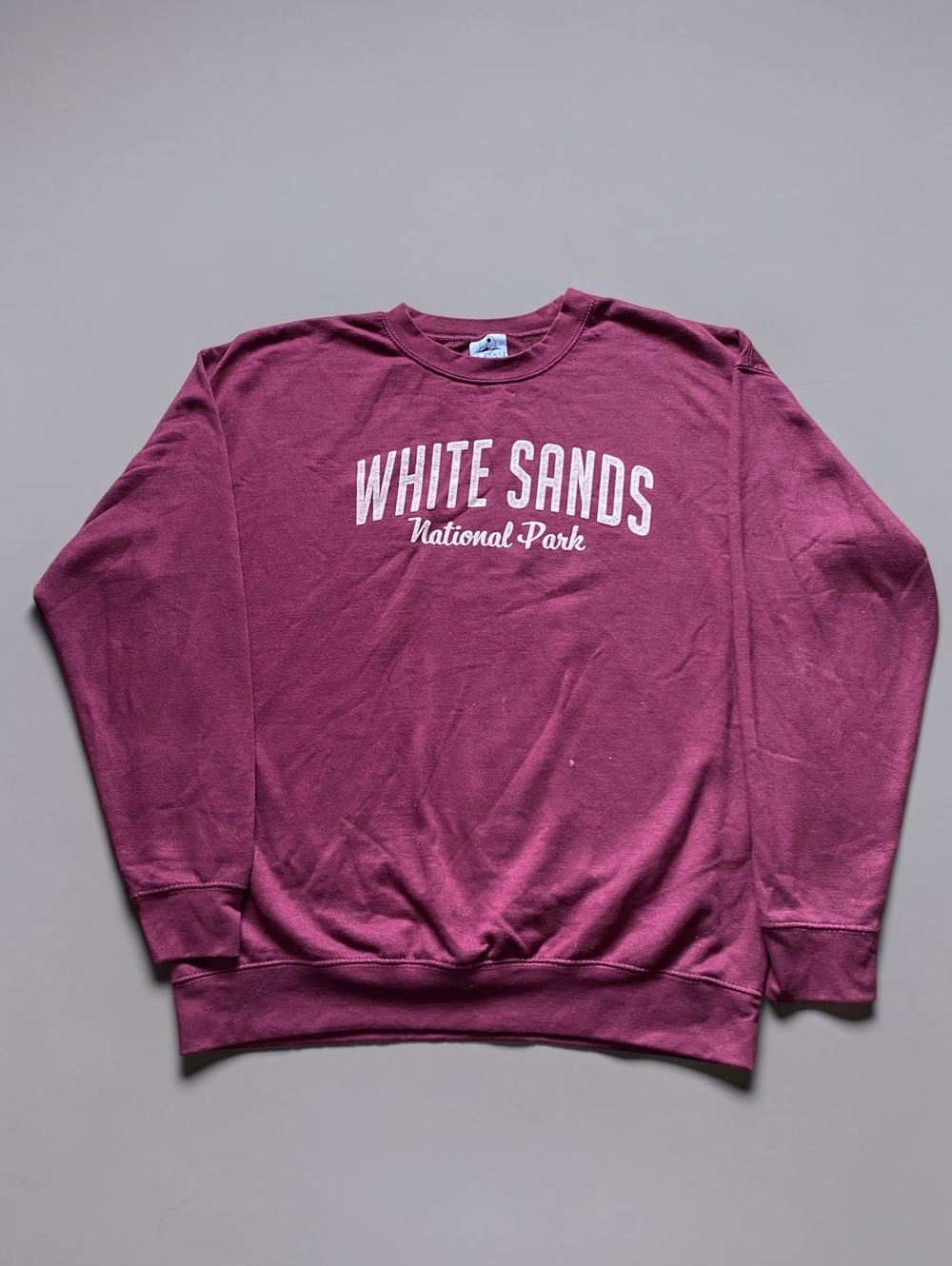 Mens Sweatshirt XL Oversized Maroon Cotton Blend White Sands NP Prairie Mountain